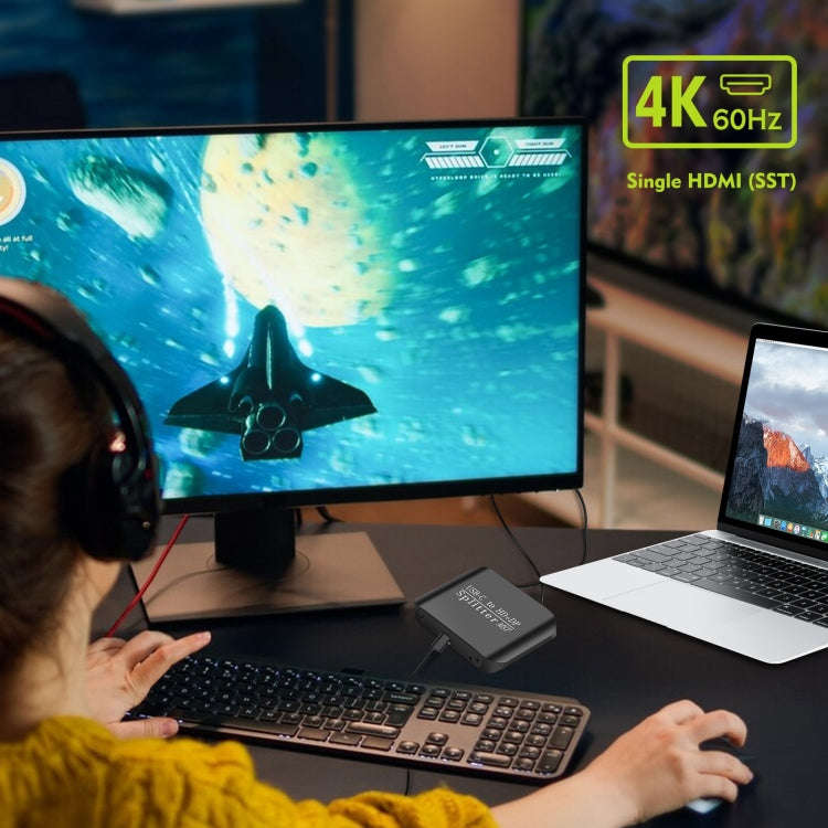 NK-E60 Type-C / USB-C To HDMI, DP DisplayPort Splitter MST / SST Monitor Switcher (Black)
