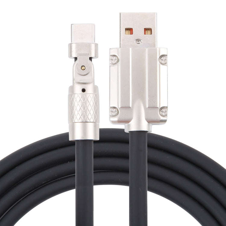 Mech Series 6A 120W USB to Type-C 180-degree Metal Plug Fast Charging Cable, Length: 1.2m(Black)