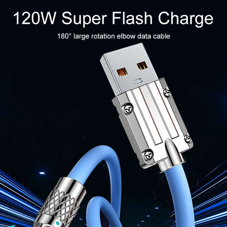 Mech Series 6A 120W USB to Type-C 180-degree Metal Plug Fast Charging Cable, Length: 1.8m(Black)