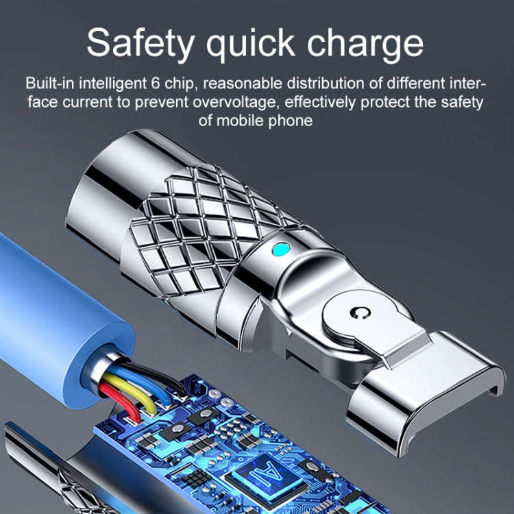 Mech Series 6A 120W USB to Type-C 180-degree Metal Plug Fast Charging Cable, Length: 1.8m(Black)
