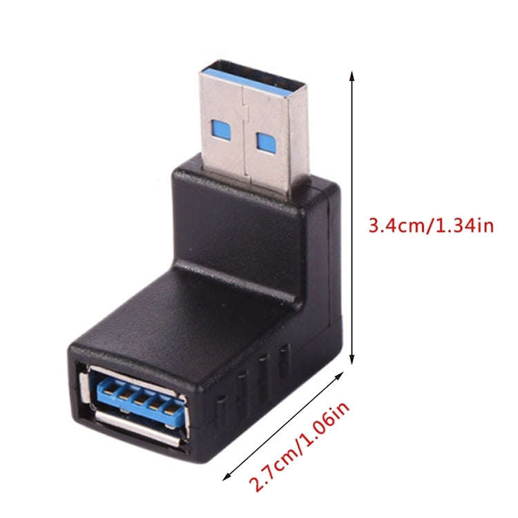 2 PCS L-Shaped USB 3.0 Male to Female 90 Degree Angle Plug Extension Cable Connector Converter Ad...