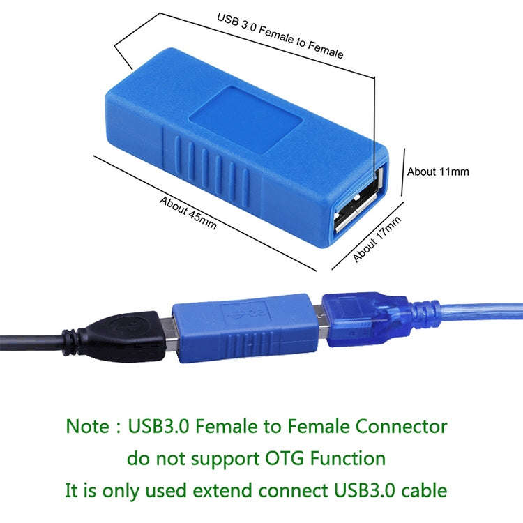 USB 3.0 Type A Female to Type A Female Connector AF Adapter Converter Extender for Laptop (Black)