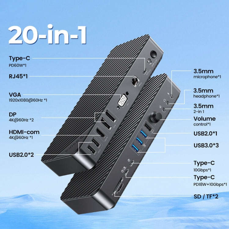 ORICO DKA20-BK-BP 10Gbps 20 in 1 Type-C 3.0 HUB Docking Station(EU Plug)