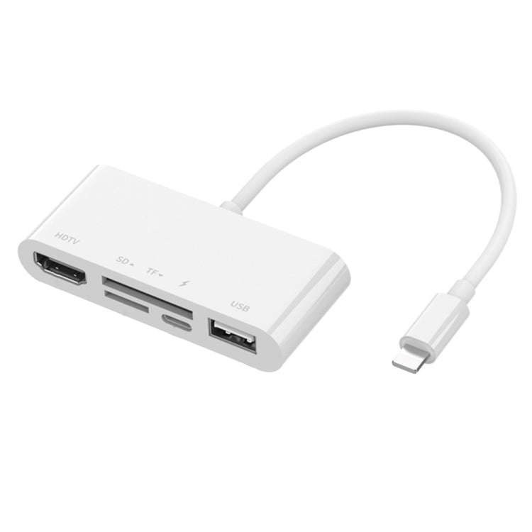 75215 5 in 1 8 Pin to HDMI + SD Card Slot + TF Card Slot + USB + 8 Pin Charging Port HD Video Con...