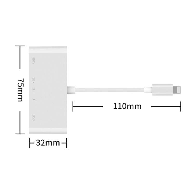 75215 5 in 1 8 Pin to HDMI + SD Card Slot + TF Card Slot + USB + 8 Pin Charging Port HD Video Con...