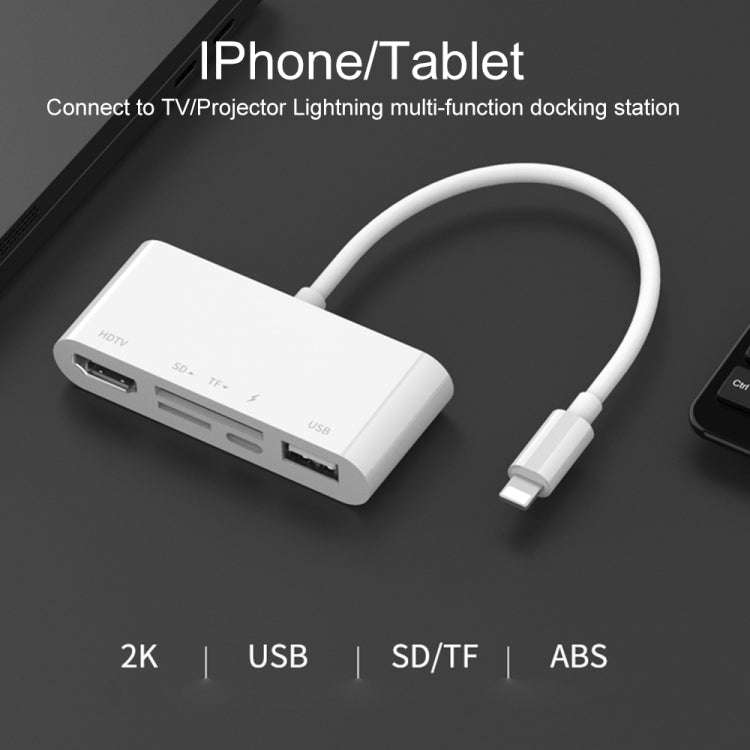 75215 5 in 1 8 Pin to HDMI + SD Card Slot + TF Card Slot + USB + 8 Pin Charging Port HD Video Con...