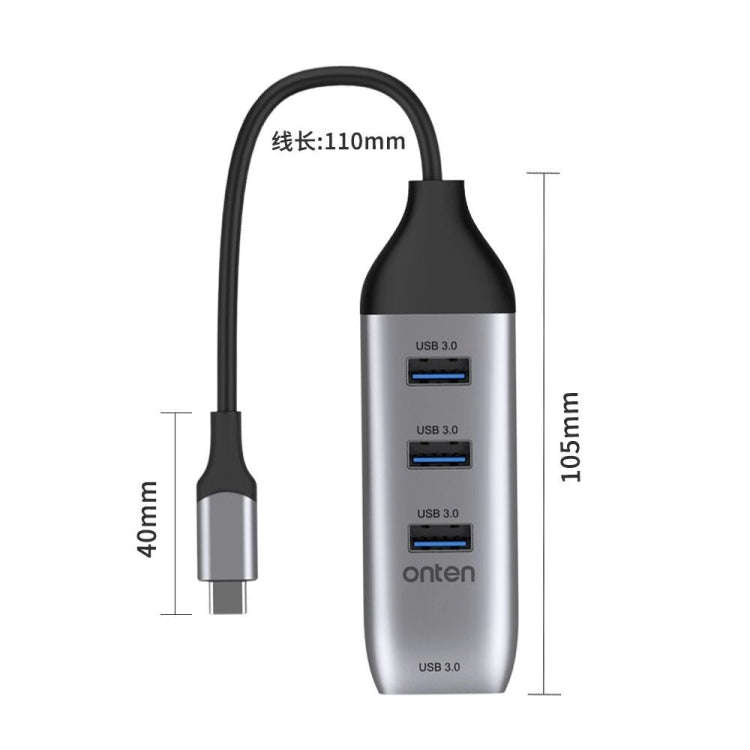 Onten 95118U 4 in 1 USB-C / Type-C to 4 USB 3.0 Ports Multifunctional HUB Converter Docking Station
