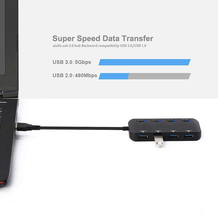 High Speed 4 x USB 3.0 to USB-C / Type-C HUB with Switch (Black)