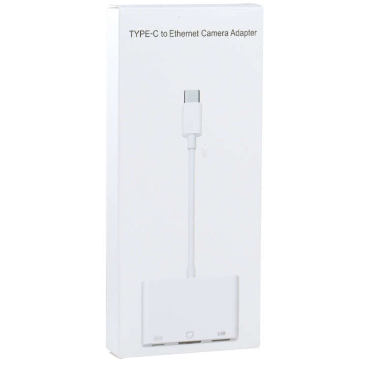 NK-107 TC 3 in 1 USB-C / Type-C Male to USB + Ethernet + Type-C Power Female Adapter