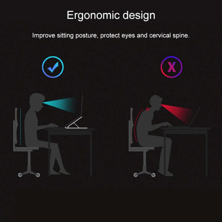 Laptop Stand Desktop Raise Bracket Cooling Base Lifting Holder Foldable (Black)