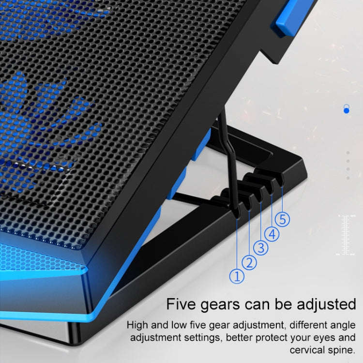 dual USB Ports Five-core Radiator Notebook Computer  Holder (Red)