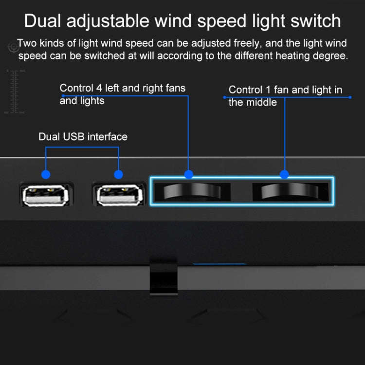 dual USB Ports Five-core Radiator Notebook Computer  Holder (Red)