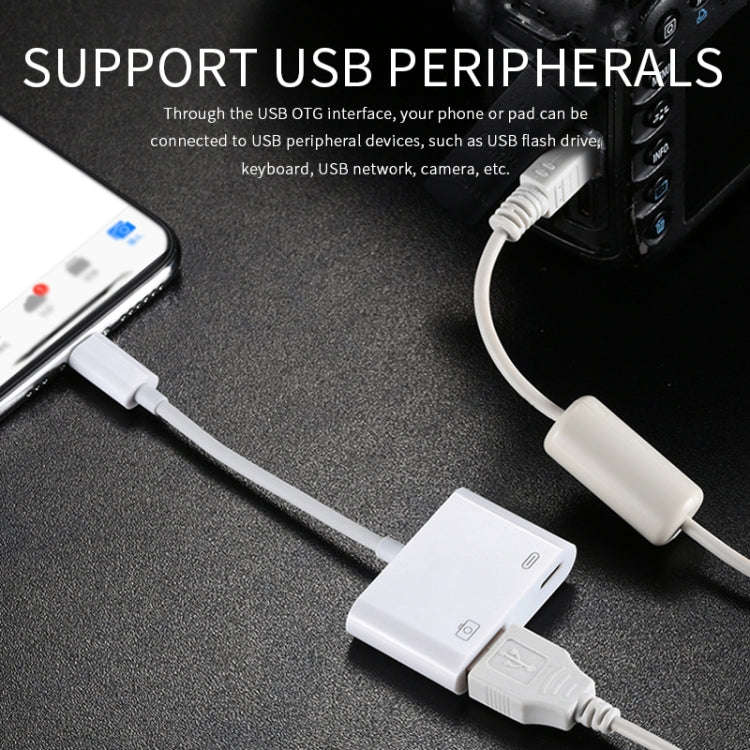 11cm 8 Pin Male to USB & 8 Pin Data Charging Cable Camera Reader Adapter, Support System above iO...