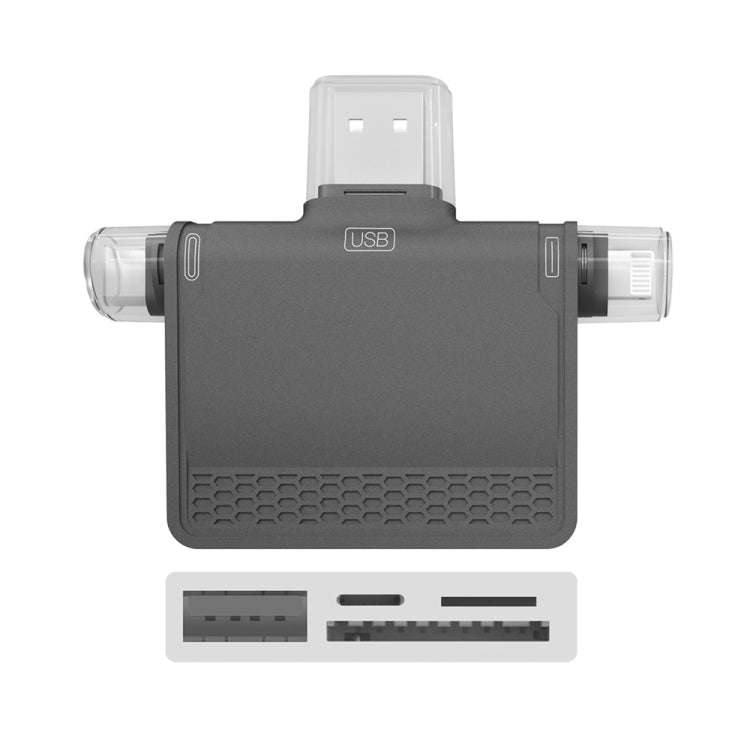 NK-939C 3 in 1 USB to USB-C / Type-C + 8PIN Multifunctional Docking Station (Grey)