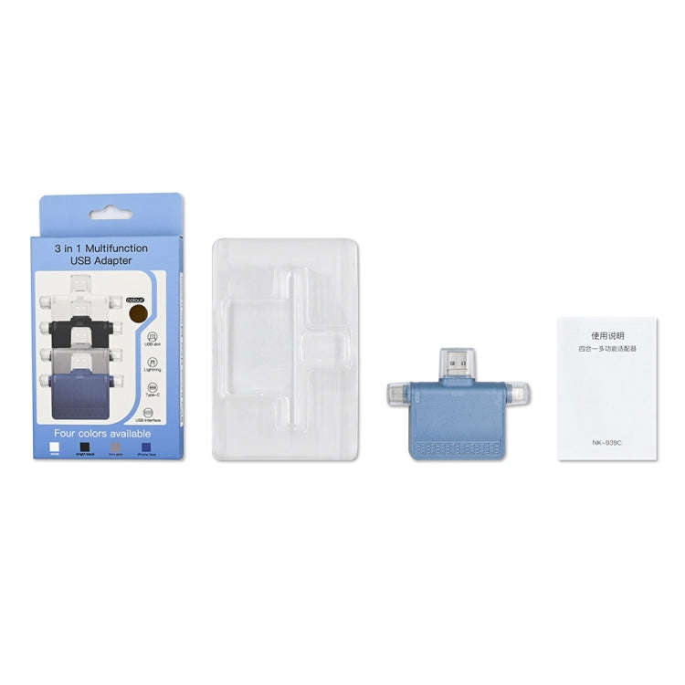 NK-939C 3 in 1 USB to USB-C / Type-C + 8PIN Multifunctional Docking Station (Grey)