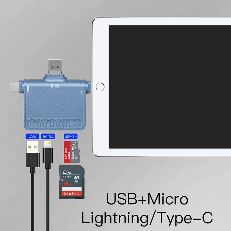 NK-939C 3 in 1 USB to USB-C / Type-C + 8PIN Multifunctional Docking Station (Blue)