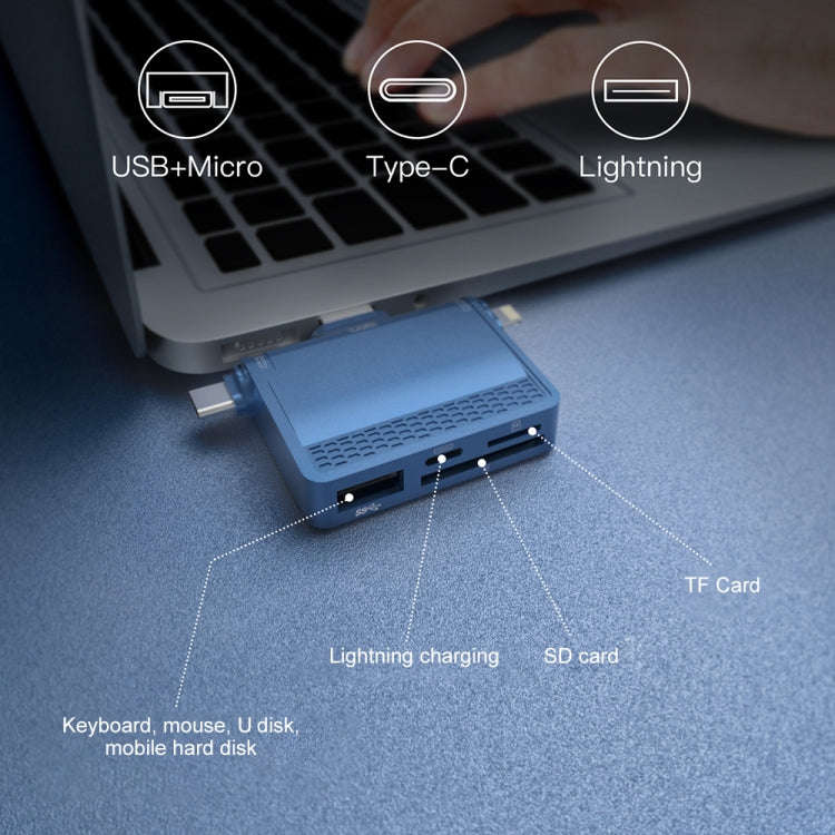 NK-939C 3 in 1 USB to USB-C / Type-C + 8PIN Multifunctional Docking Station (Grey)