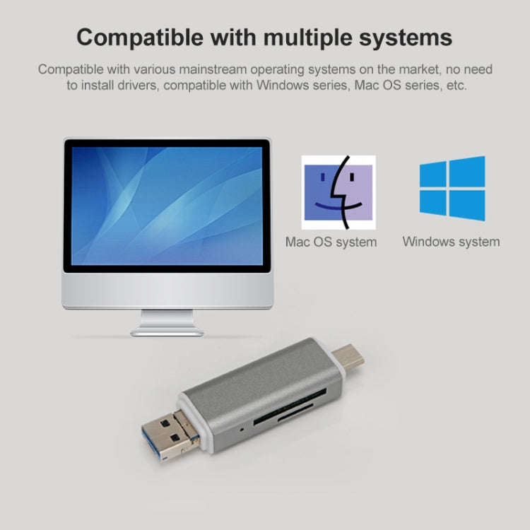 H82 USB-C / Type-C to USB 3.0 + Micro USB Ports OTG SD / TF Card Reader