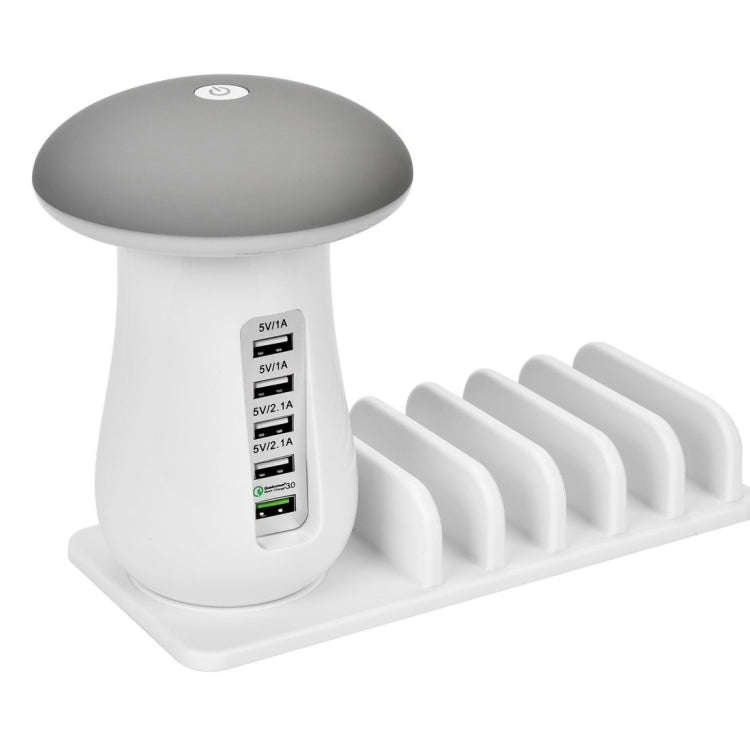 XLD888 5 Ports (2 x 5V/1A + 2 x 5V/2.1A + 1 x QC3.0) USB Charger Mushroom Light Desk Lamp Charger...