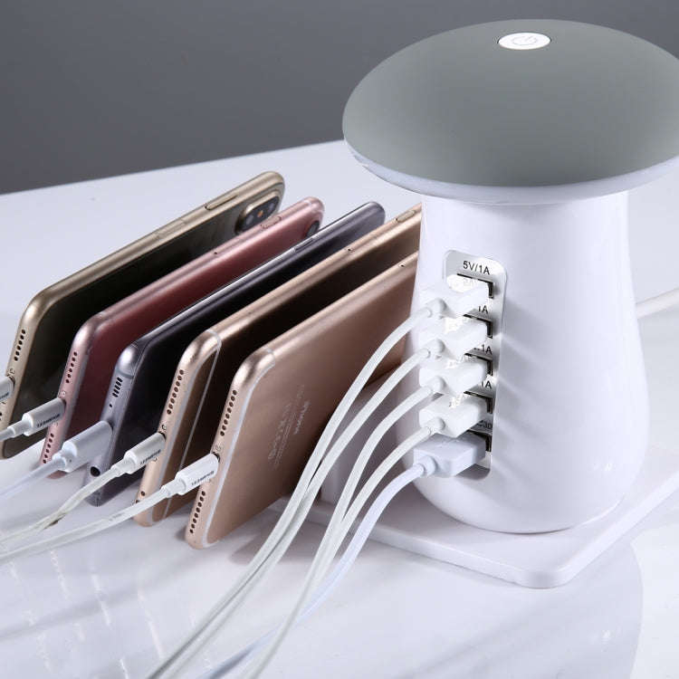 XLD888 5 Ports (2 x 5V/1A + 2 x 5V/2.1A + 1 x QC3.0) USB Charger Mushroom Light Desk Lamp Charger...