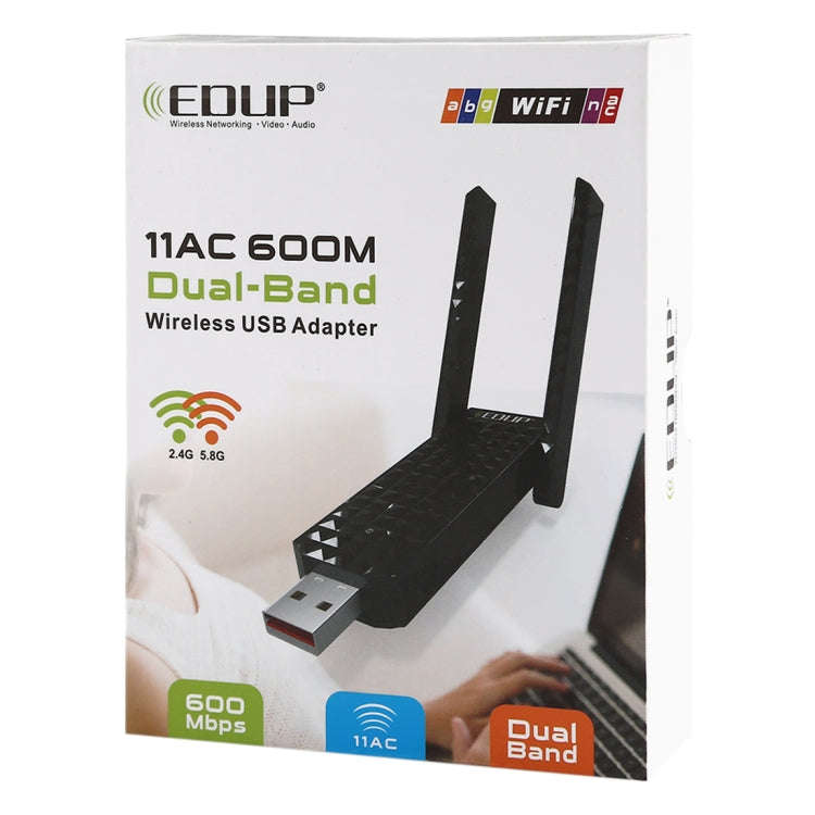 EDUP EP-AC1625 600Mbps 2.4G / 5.8GHz Dual Band Wireless 11AC USB 2.0 Adapter Network Card with 2 ...