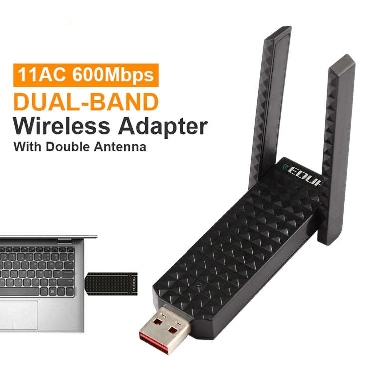 EDUP EP-AC1625 600Mbps 2.4G / 5.8GHz Dual Band Wireless 11AC USB 2.0 Adapter Network Card with 2 ...