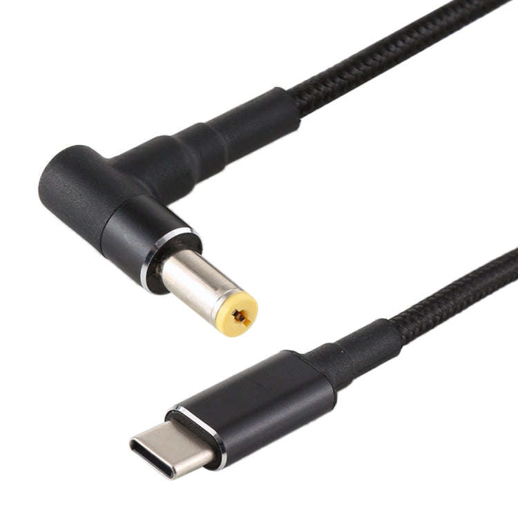 PD 100W 5.5 x 1.7mm Male Elbow to USB-C / Type-C Male Nylon Weave Power Charge Cable, Cable Lengt...