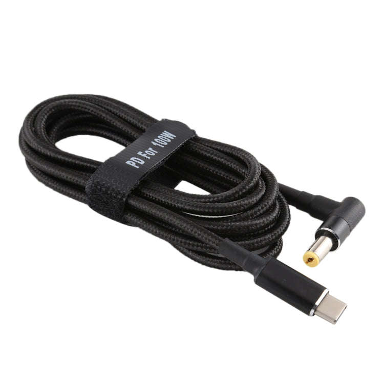 PD 100W 5.5 x 1.7mm Male Elbow to USB-C / Type-C Male Nylon Weave Power Charge Cable, Cable Lengt...