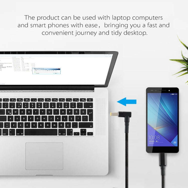 PD 100W 5.5 x 1.7mm Male Elbow to USB-C / Type-C Male Nylon Weave Power Charge Cable, Cable Lengt...