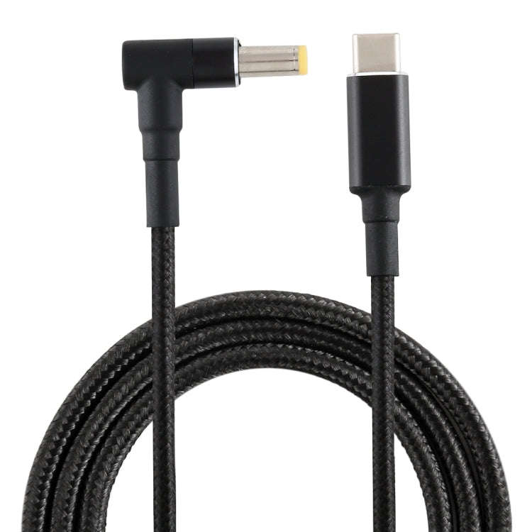 PD 100W 5.5 x 2.5mm Male Elbow to USB-C / Type-C Male Nylon Weave Power Charge Cable, Cable Lengt...