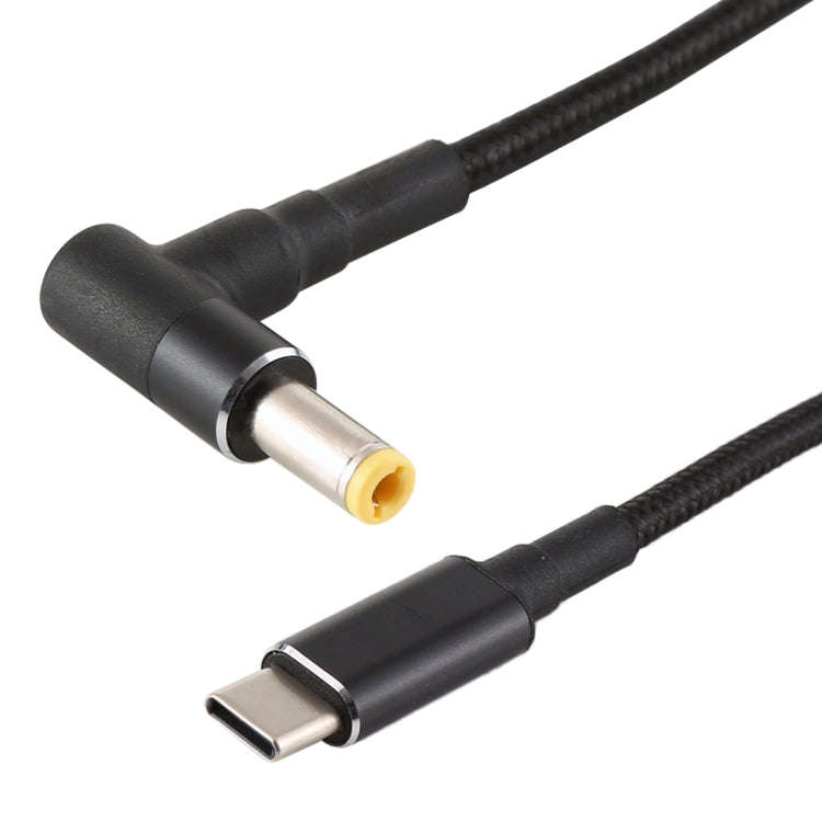 PD 100W 5.5 x 2.5mm Male Elbow to USB-C / Type-C Male Nylon Weave Power Charge Cable, Cable Lengt...