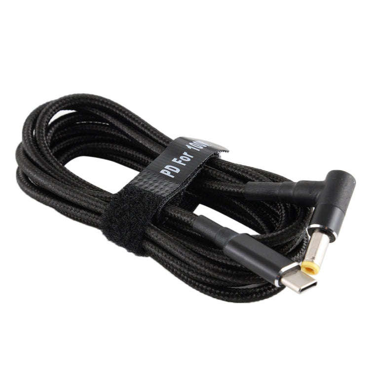 PD 100W 5.5 x 2.5mm Male Elbow to USB-C / Type-C Male Nylon Weave Power Charge Cable, Cable Lengt...