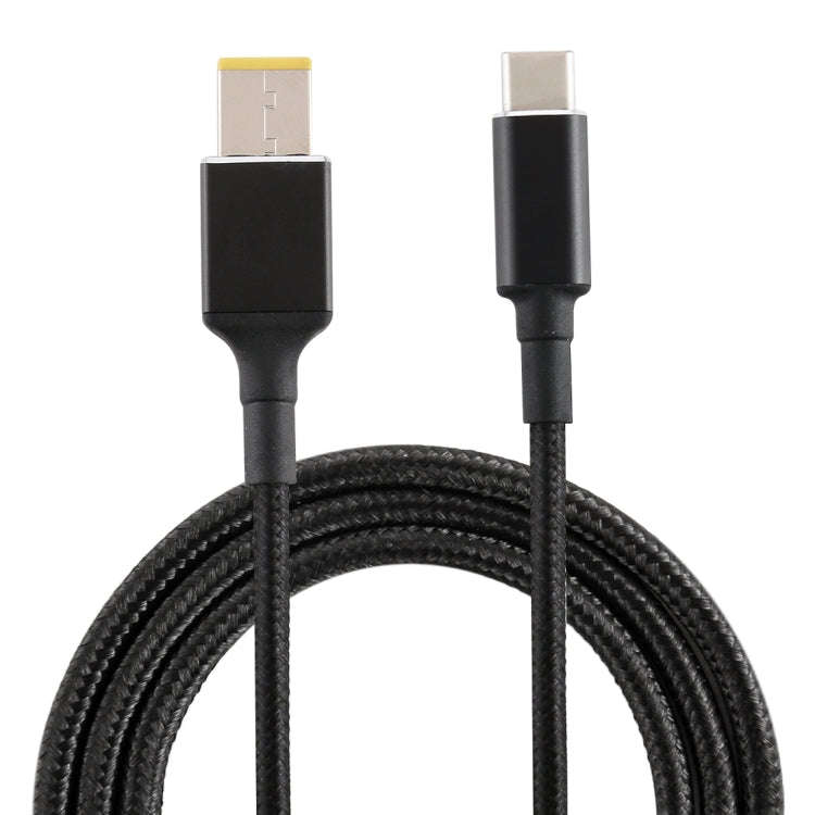 100W Big Square Male to USB-C / Type-C Male Nylon Weave Power Charge Cable for Lenovo, Cable Leng...