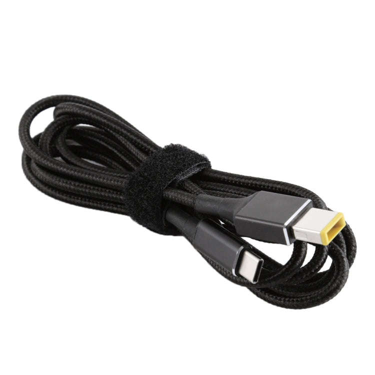 100W Big Square Male to USB-C / Type-C Male Nylon Weave Power Charge Cable for Lenovo, Cable Leng...