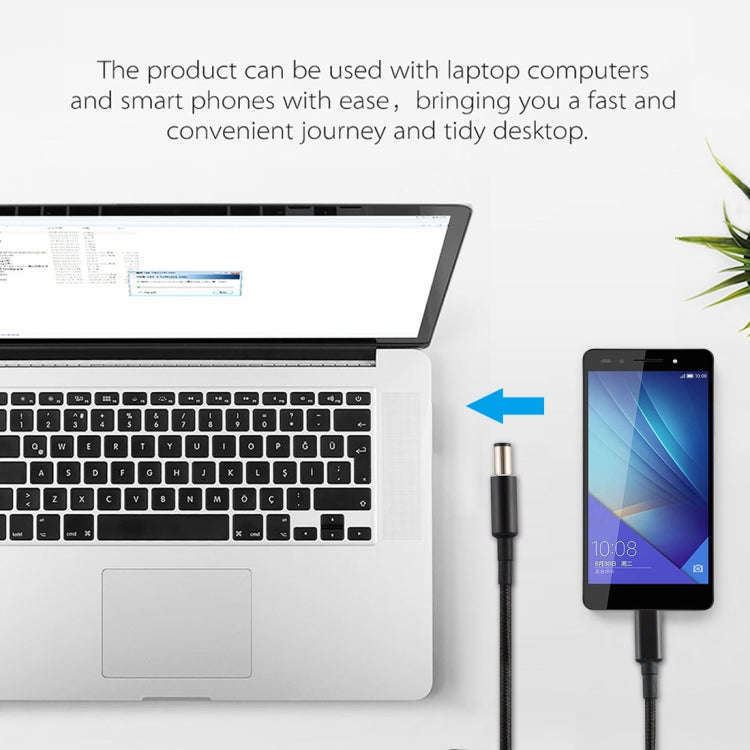 PD 100W 7.4 x 0.6mm Male to USB-C / Type-C Male Nylon Weave Power Charge Cable for HP, Cable Leng...