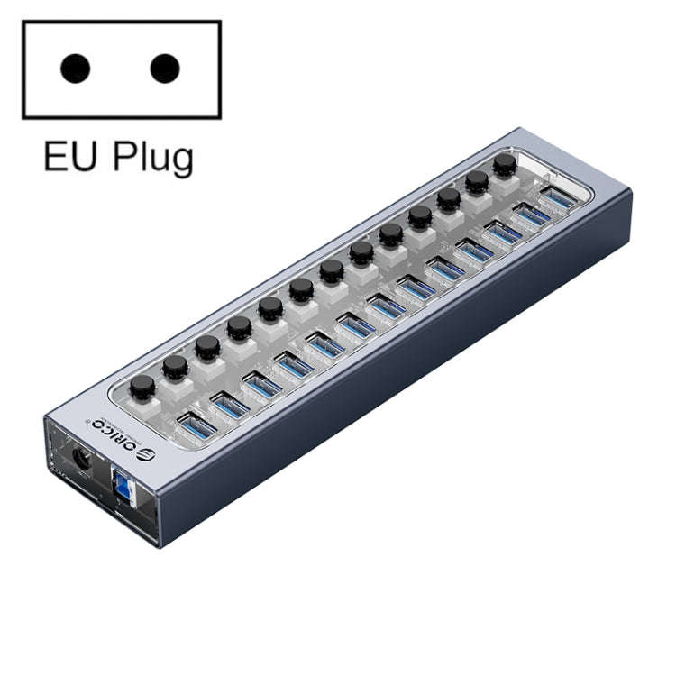 ORICO AT2U3-13AB-GY-BP 13 Ports USB 3.0 HUB with Individual Switches & Blue LED Indicator, EU Plug