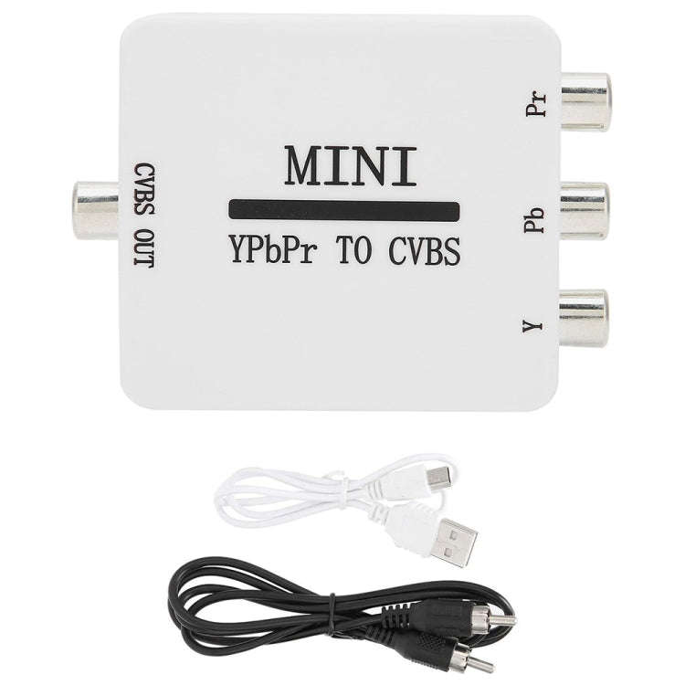 Mini YPBPR to CVBS Video Converter Component AV Adapter for TV / Projector / Monitor(White)