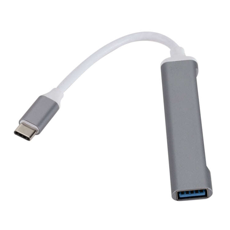 C809 USB 3.0 x 1 + USB 2.0 x 3 to USB-C / Type-C Multi-function Splitter HUB Adapter (Grey)