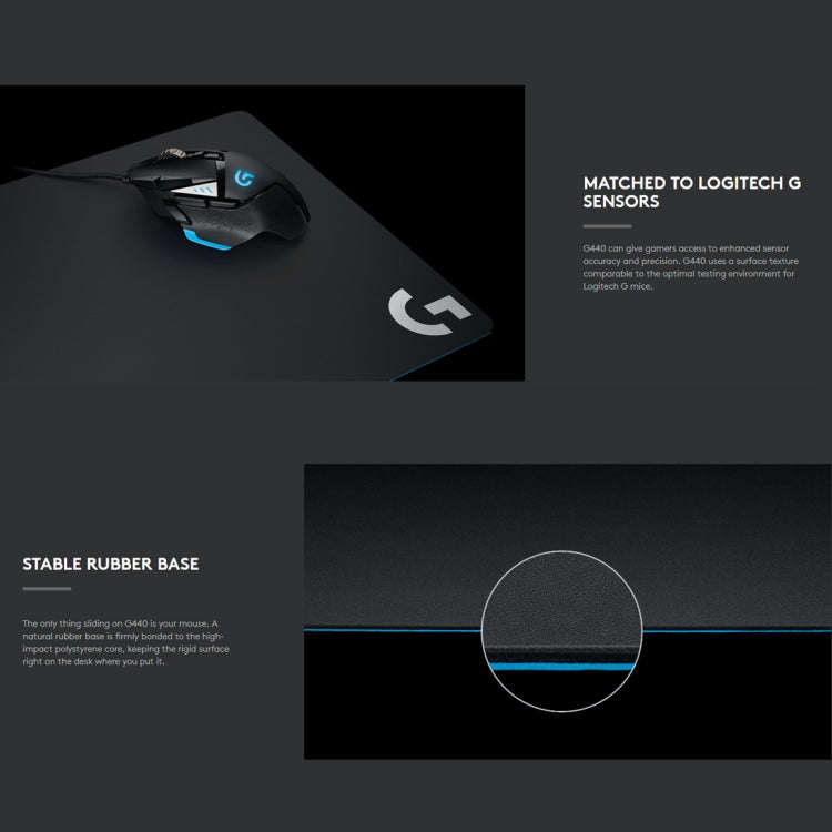 Logitech G440 Hard E-sport Gaming Mouse Pad, Size: 34 x 28cm (Black)