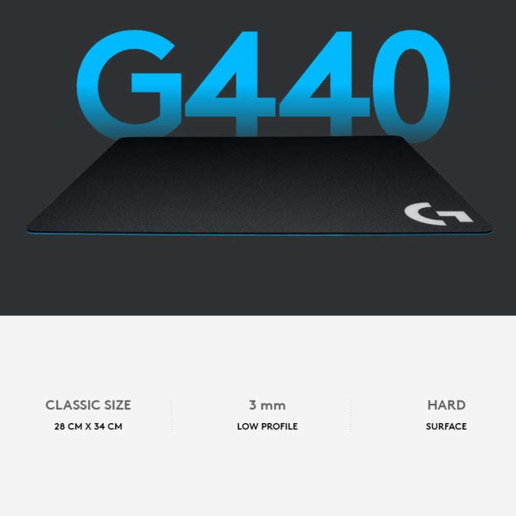Logitech G440 Hard E-sport Gaming Mouse Pad, Size: 34 x 28cm (Black)