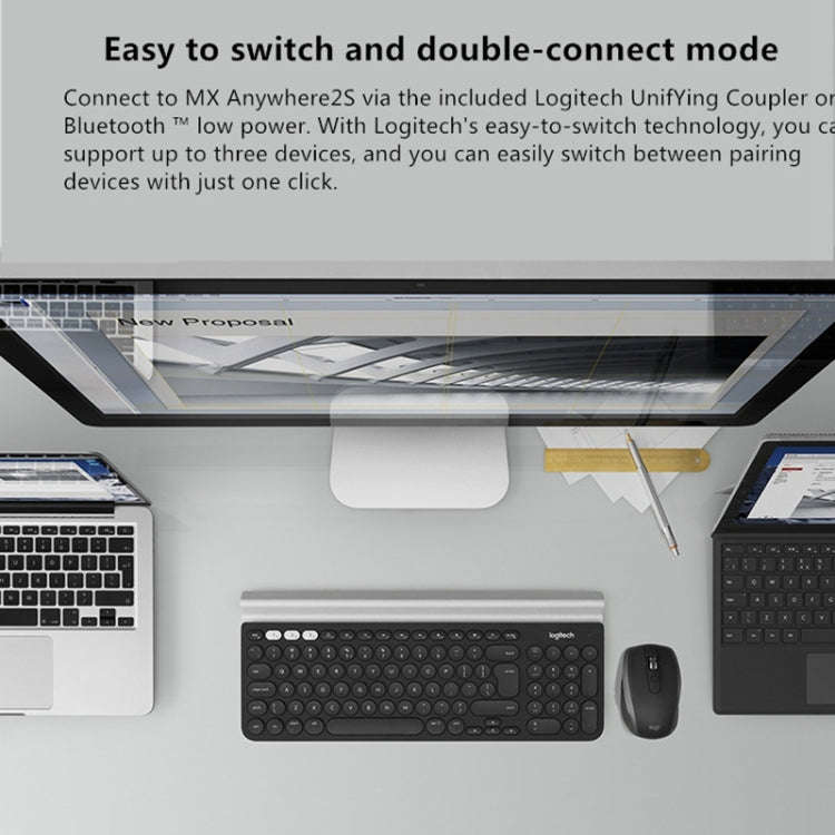 Logitech MX Anywhere 2S 4000DPI Bluetooth + Unifying Dual-mode Rechargeable Symmetrical Design Wi...