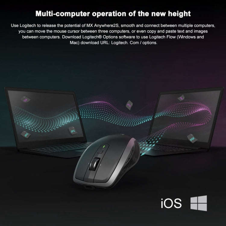 Logitech MX Anywhere 2S 4000DPI Bluetooth + Unifying Dual-mode Rechargeable Symmetrical Design Wi...