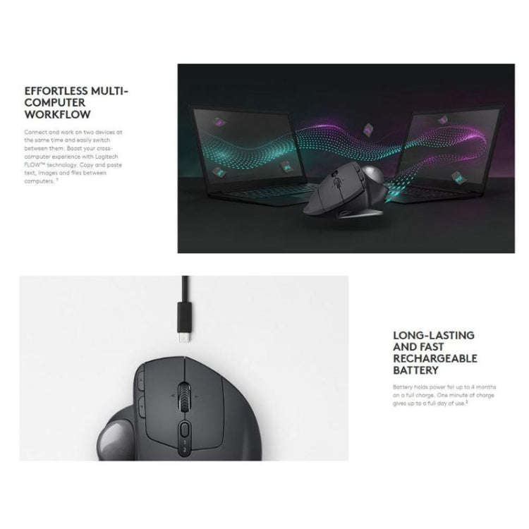 Logitech MX ERGO 440DPI Bluetooth + Unifying Dual-mode Wireless Trackball Optical Mouse(Black)
