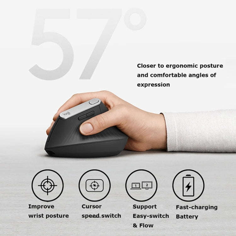 Logitech MX Vertical 4000DPI USB-C / Type-C + Unifying + Bluetooth Three-mode Ergonomic Wireless ...