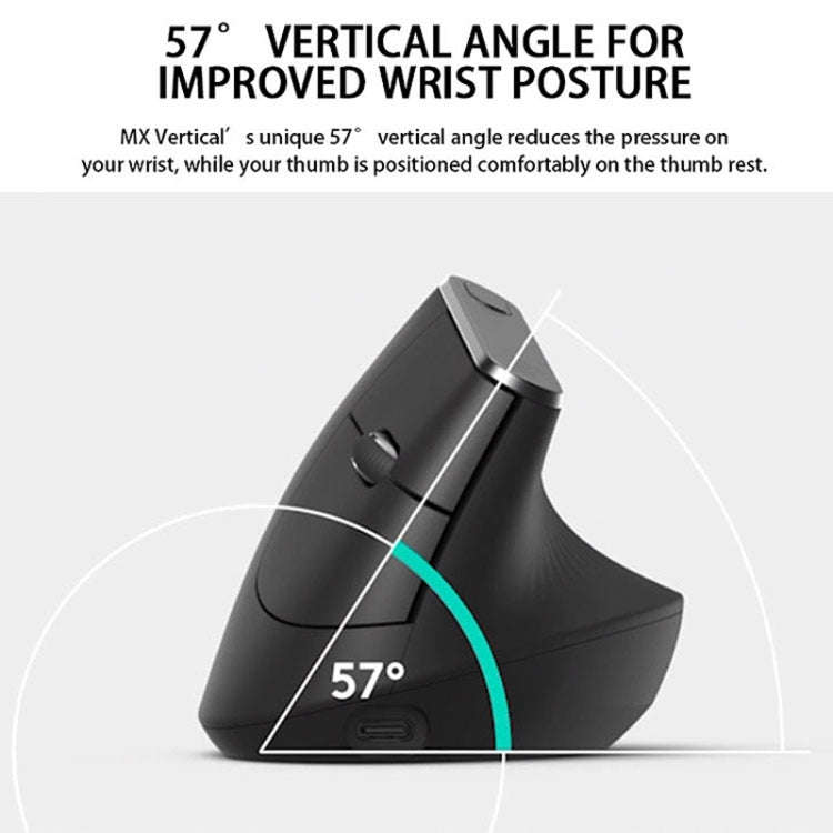 Logitech MX Vertical 4000DPI USB-C / Type-C + Unifying + Bluetooth Three-mode Ergonomic Wireless ...