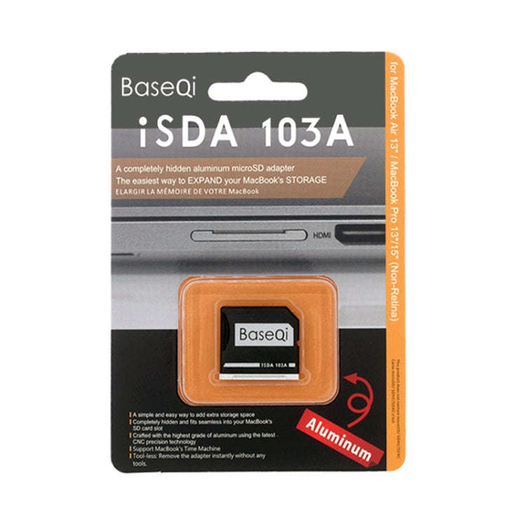 BASEQI Hidden Aluminum Alloy SD Card Case for Macbook Pro (Mid-2012) (not Retina) Laptops