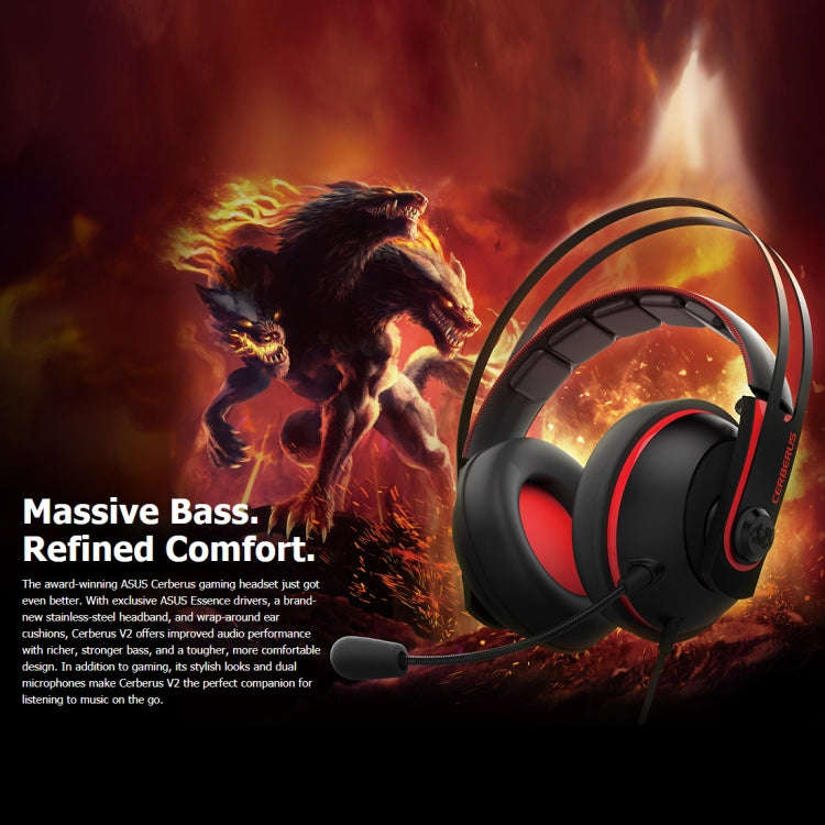 ASUS Cerberus V2 3.5mm Interface 53mm Speaker Unit Gaming Headset with Mic(Red)