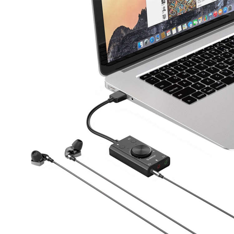 ORICO SC2 Multi-function USB External Driver-free Sound Card with 2 x Headset Ports & 1 x Microph...