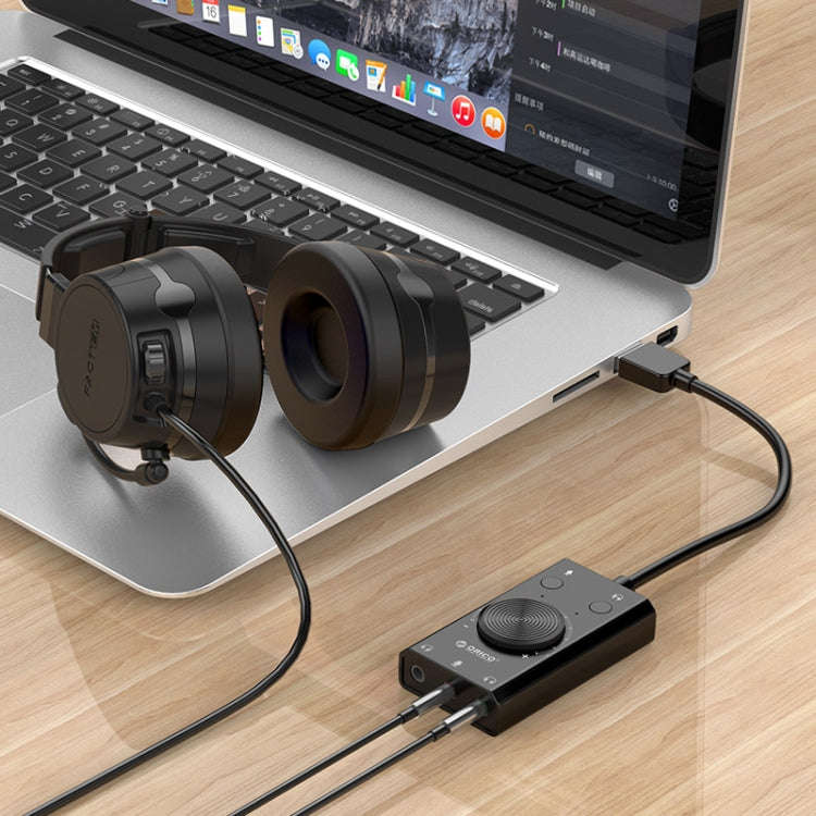 ORICO SC2 Multi-function USB External Driver-free Sound Card with 2 x Headset Ports & 1 x Microph...