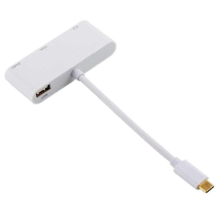 USB 2.0 + Audio Port + VGA + HDMI to USB-C / Type-C HUB Adapter (White)